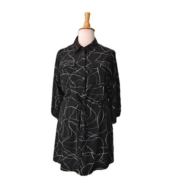 NEW CITY CHIC plus size relaxed print tie dress in black - Picture 1 of 2